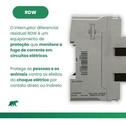 Imagem de Dispositivo DR Interruptor Diferencial Residual Tetrapolar 63a 30ma