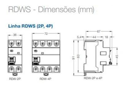 Imagem de Dispositivo DR Interruptor Diferencial Residual Tetrapolar 63a 30ma