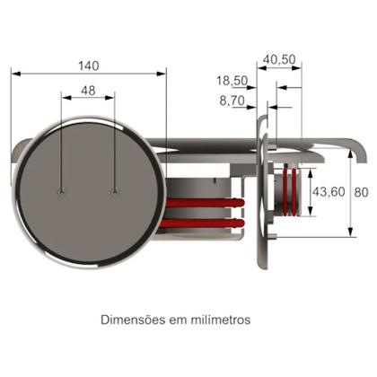 Imagem de Dispositivo inox 316 dreno de fundo redondo premium 60mm tholz