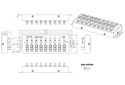 Imagem de Distribuidor de divisor de energia HCDC, conector 40A de 1 em 8 saídas