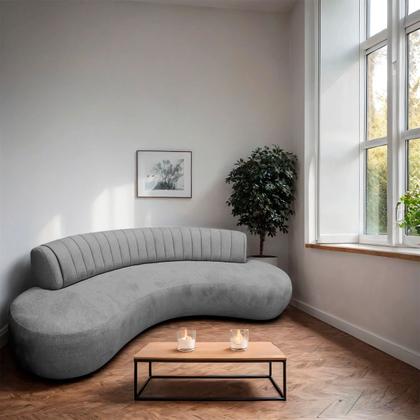 Imagem de Divã Recamier Celeste Curvo Sala Estar Luxo 200cm Bouclé