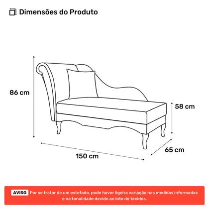 Imagem de Divã Recamier Chaise Longue Valentina Clássico com Pés de Madeira Linho Azul Denim - Desk Design