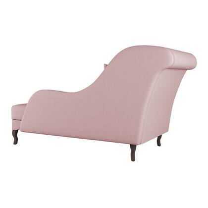 Imagem de Divã Recamier Chaise Longue Valentina Clássico com Pés de Madeira Veludo Rosê - Desk Design
