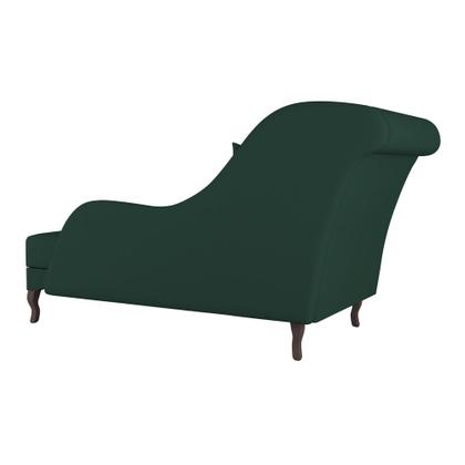 Imagem de Divã Recamier Chaise Longue Valentina Clássico com Pés de Madeira Veludo Verde Escuro - Desk Design