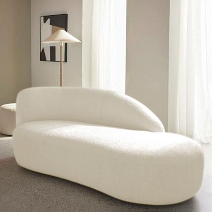 Imagem de Divã Recamier Curvo Luna 140cm Lado Direito Linho - Amarena Móveis