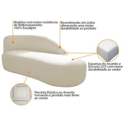Imagem de Divã Recamier Curvo Luna 140cm Lado Direito Linho - Amarena Móveis