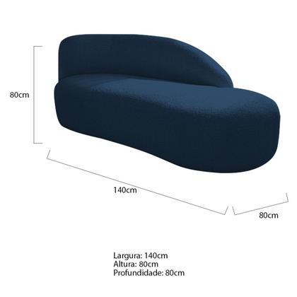 Imagem de Divã Recamier Curvo Luna 140cm Lado Direito Suede - Doce Sonho Móveis