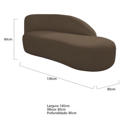 Imagem de Divã Recamier Curvo Luna 140cm Lado Direito Suede - Doce Sonho Móveis