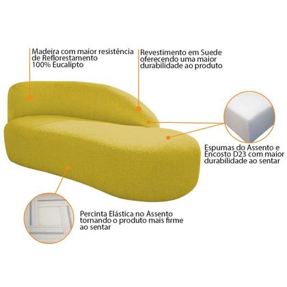 Imagem de Divã Recamier Curvo Luna 185cm Lado Direito Suede - Amarena Móveis