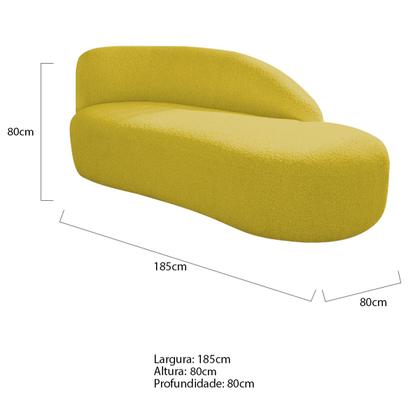 Imagem de Divã Recamier Curvo Luna 185cm Lado Direito Suede - Amarena Móveis