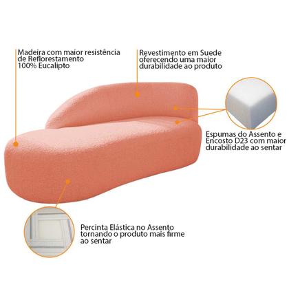 Imagem de Divã Recamier Curvo Luna 185cm Lado Esquerdo Suede - Amarena Móveis