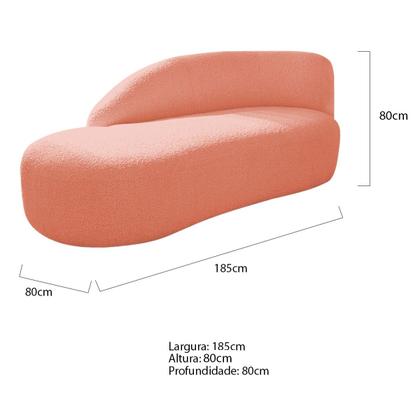 Imagem de Divã Recamier Curvo Luna 185cm Lado Esquerdo Suede - Amarena Móveis