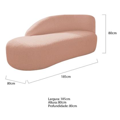 Imagem de Divã Recamier Curvo Luna 185cm Lado Esquerdo Suede - Amarena Móveis