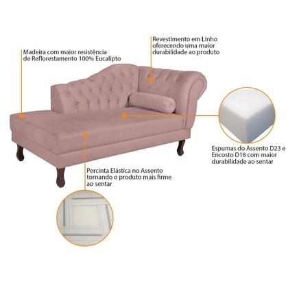 Imagem de Diva Recamier Dora 185cm Lado Esquerdo Linho