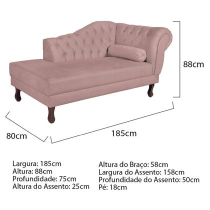 Imagem de Diva Recamier Dora 185cm Lado Esquerdo Linho