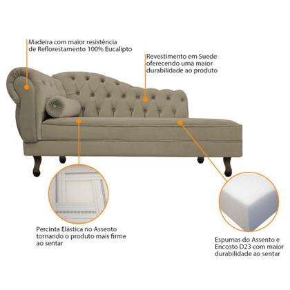 Imagem de Divã Recamier Juliana Lado Direito 120 cm Suede Cappuccino - Amarena Móveis