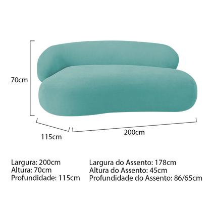 Imagem de Divã Recamier Luxo Decorativo Canadá 200cm Lado Direito Linho - Doce Sonho Móveis