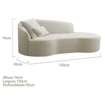 Imagem de Divã Recamier Sofá Curvo Sala de Tv e Estar Recepção Inglaterra 150cm Lado Direito Bouclé Bege- MABE MAGAZINE