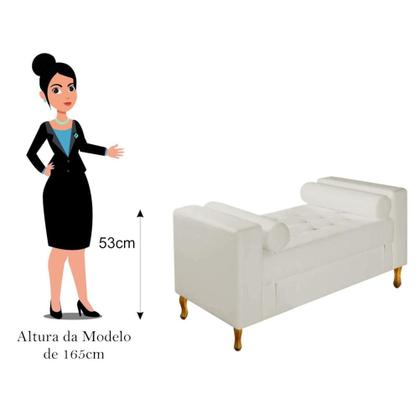 Imagem de Divã Recamier Sofá Félix 120 cm Sintético Bege - AM Decor