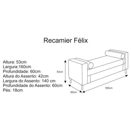 Imagem de Divã Recamier Sofá Félix 160 cm Sintético Marrom - AM Decor