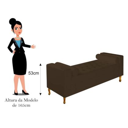 Imagem de Divã Recamier Sofá Félix 160 cm Sintético Marrom - AM Decor