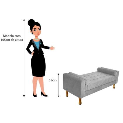 Imagem de Divã Recamier Sofá Félix 195 cm Suede Cinza - AM Decor