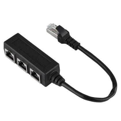 Imagem de Divisor de adaptador de cabo Ethernet RJ45 1 macho para 3 fêmea
