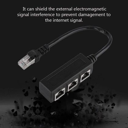 Imagem de Divisor de adaptador de cabo Ethernet RJ45 1 macho para 3 fêmea