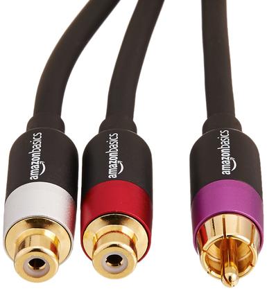 Imagem de Divisor de adaptador RCA Y Amazon Basics 30,4 cm com 2 fêmeas e 1 macho
