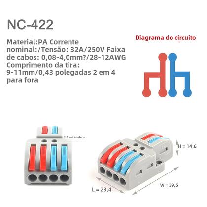 Imagem de Divisor de Cabo Universal Compacto - 20 Peças - Conector Push-in