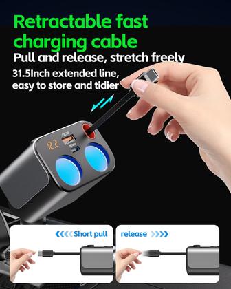 Imagem de Divisor de Isqueiro de Carro YANTU 184W - com 2 Adaptadores