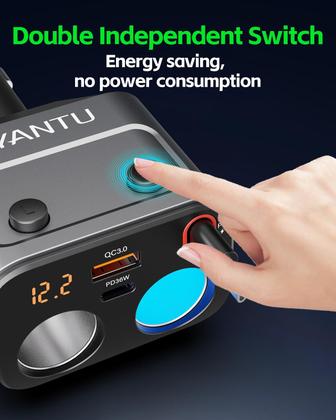 Imagem de Divisor de Isqueiro de Carro YANTU 184W - com 2 Adaptadores