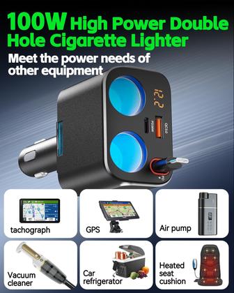 Imagem de Divisor de Isqueiro de Carro YANTU 184W - com 2 Adaptadores