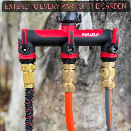Imagem de Divisor de mangueira de jardim FANJELO Divisor de bico de 3 vias com válvula