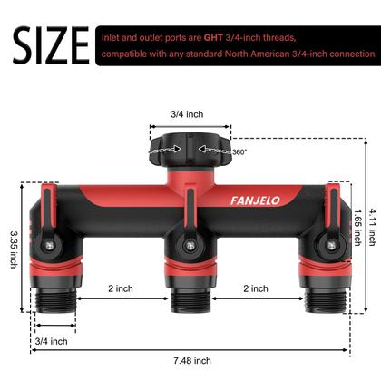 Imagem de Divisor de mangueira de jardim FANJELO Divisor de bico de 3 vias com válvula