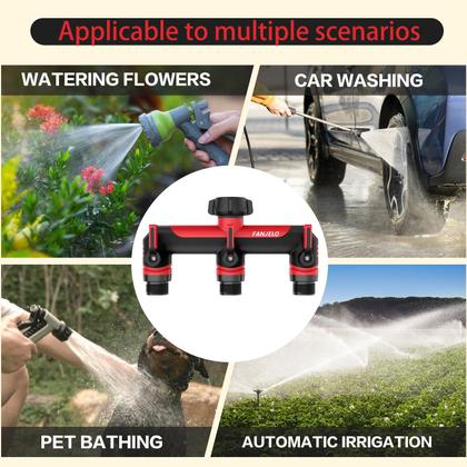 Imagem de Divisor de mangueira de jardim FANJELO Divisor de bico de 3 vias com válvula