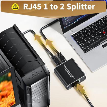 Imagem de Divisor de rede de 1000 Mbps LAN Cat 6 Ethernet RJ45 1 a 2 Gigabit Splitter