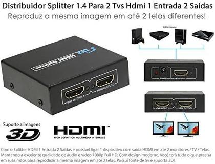 Imagem de Divisor de Sinal HDMI Splitter 1 Entrada 2 Saídas MTV-112 - Tomate