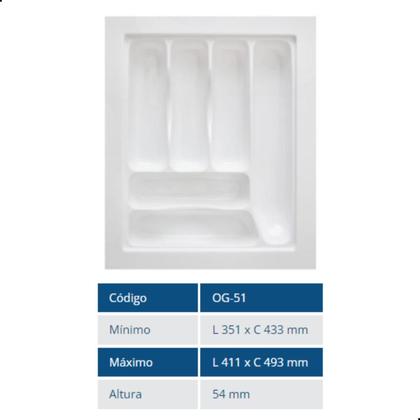 Imagem de Divisor De Talher Og-05 Cinza Metalico 360 X 497mm Moldplast/porta Talher/organizador De Talher