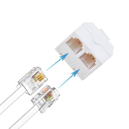 Imagem de Divisor de telefone, adaptador RF, 2 vias, conector de parede RJ11 6P4C, pacote com 4