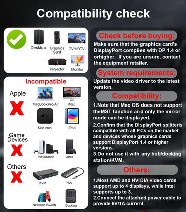 Imagem de Divisor DisplayPort para HDMI duplo+adaptador DP 4K @60Hz