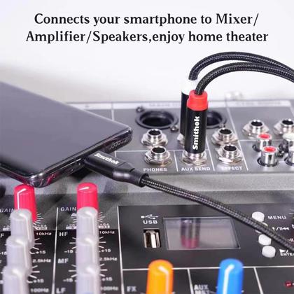 Imagem de Divisor estéreo USB-C para cabo duplo de 6,35 mm e 1/4 polegada Y Smithok