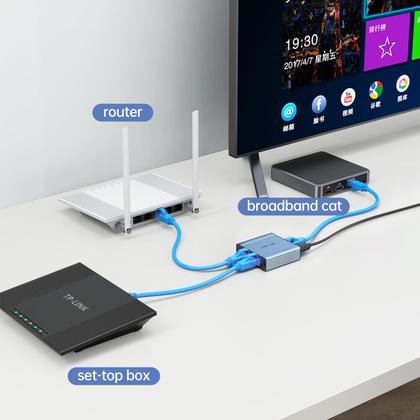 Imagem de Divisor Ethernet MT-VIKI Cabo Cat8 de 1 a 2 Gigabit 1000 Mbps