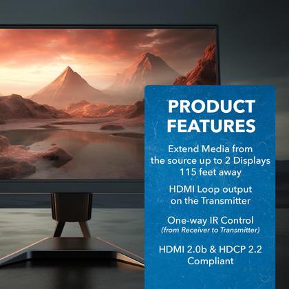 Imagem de Divisor extensor HDMI OREI 1x2 4K @60Hz 4:4:4 HDCP 2.2