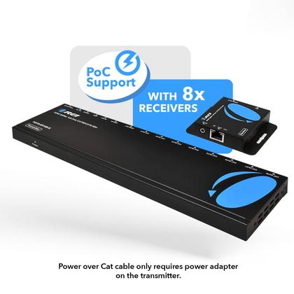 Imagem de Divisor extensor HDMI OREI 4K 1x8 sobre cabo CAT 6/7 de 165 pés