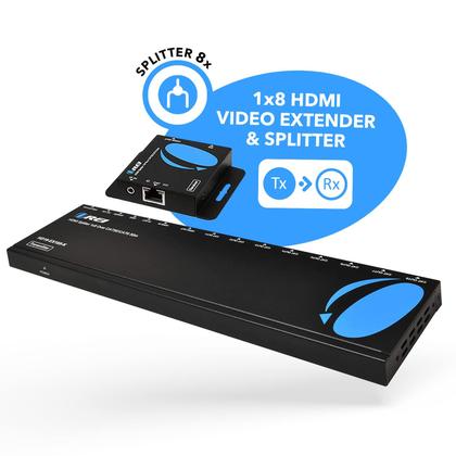 Imagem de Divisor extensor HDMI OREI 4K 1x8 sobre cabo CAT 6/7 de 165 pés