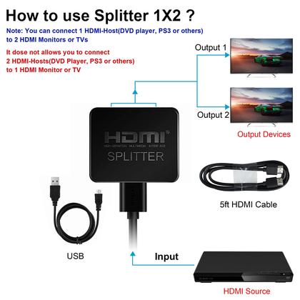 Imagem de Divisor HDMI avedio links 1x2 4K para monitores duplos com cabo
