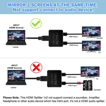 Imagem de Divisor HDMI avedio links 1x2 4K para monitores duplos com cabo