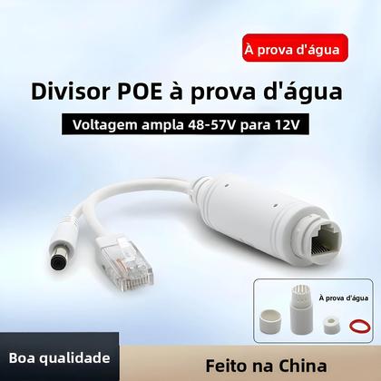 Imagem de Divisor POE 48V Para 12V À Prova d'Água Extensor De Câmera IP Cabo Adaptador De Vídeo E Energia