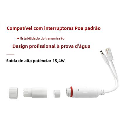 Imagem de Divisor POE 48V Para 12V À Prova d'Água Extensor De Câmera IP Cabo Adaptador De Vídeo E Energia